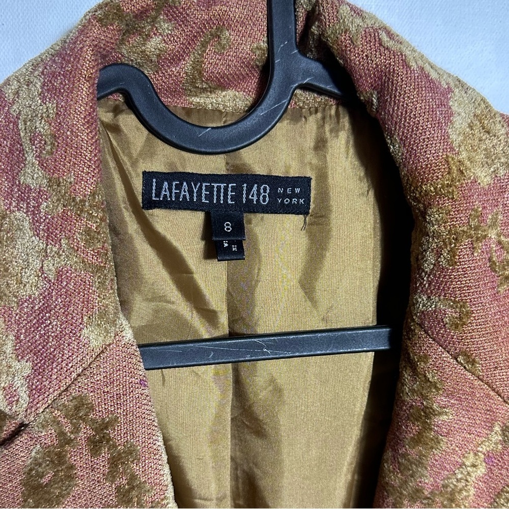 Lafayette 148 New York Gold and Pink Velvet Blazer - Picture 2 of 3